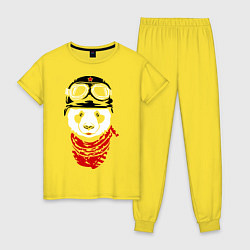 Пижама хлопковая женская Панда байкер, цвет: желтый