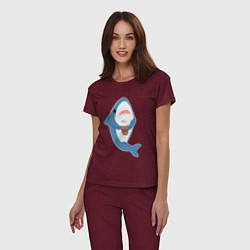 Пижама хлопковая женская Hype Shark, цвет: меланж-бордовый — фото 2