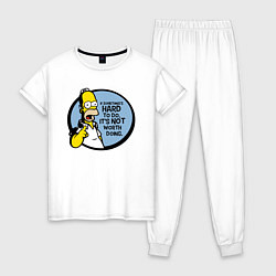 Пижама хлопковая женская Гомер Симпсон, цвет: белый