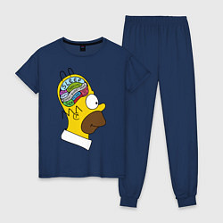 Пижама хлопковая женская Мозг Гомера, цвет: тёмно-синий