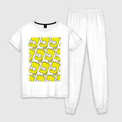 Пижама хлопковая женская Барт Симпсон: узор, цвет: белый