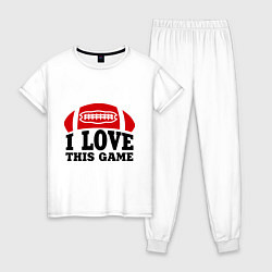 Пижама хлопковая женская I love this game.(rugby), цвет: белый