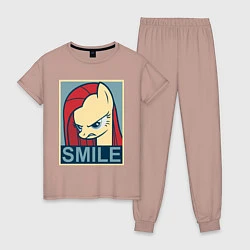Пижама хлопковая женская MLP: Smile, цвет: пыльно-розовый
