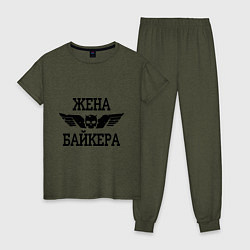 Пижама хлопковая женская Жена байкера, цвет: меланж-хаки