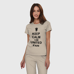 Пижама хлопковая женская Keep Calm & United fan, цвет: миндальный — фото 2