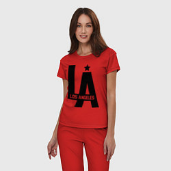 Пижама хлопковая женская Los Angeles Star, цвет: красный — фото 2