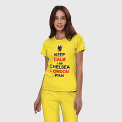 Пижама хлопковая женская Keep Calm & Chelsea London fan, цвет: желтый — фото 2