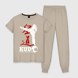 Пижама хлопковая женская Kudo, цвет: миндальный