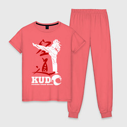 Пижама хлопковая женская Kudo, цвет: коралловый