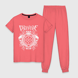 Пижама хлопковая женская Bullet For My Valentine, цвет: коралловый