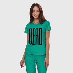 Пижама хлопковая женская Long Dead цвета зеленый — фото 2