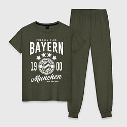 Пижама хлопковая женская Bayern Munchen 1900, цвет: меланж-хаки