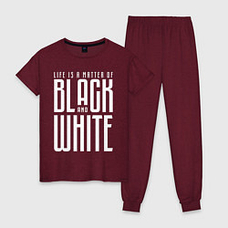 Пижама хлопковая женская Juventus: Black & White, цвет: меланж-бордовый
