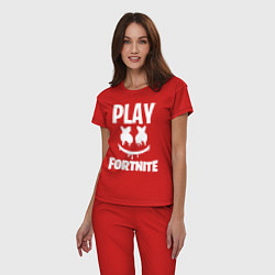 Пижама хлопковая женская Marshmello: Play Fortnite, цвет: красный — фото 2