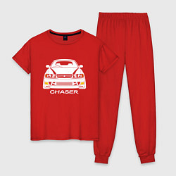 Пижама хлопковая женская Toyota Chaser JZX100, цвет: красный