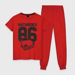 Пижама хлопковая женская Toyota AE86 Hachiroku, цвет: красный