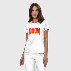 Пижама хлопковая женская DOOM: Acid Red, цвет: белый — фото 2
