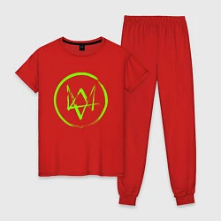 Пижама хлопковая женская Watch Dogs: Green Logo, цвет: красный