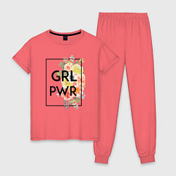 Пижама хлопковая женская GRL PWR, цвет: коралловый