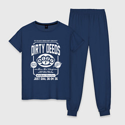 Пижама хлопковая женская AC/DC: Dirty Deeds, цвет: тёмно-синий