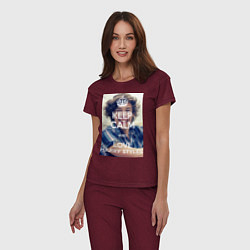 Пижама хлопковая женская Keep Calm & Love Harry Styles, цвет: меланж-бордовый — фото 2