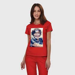 Пижама хлопковая женская Keep Calm & Love Harry Styles, цвет: красный — фото 2