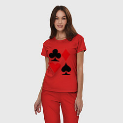 Пижама хлопковая женская Масти карт, цвет: красный — фото 2