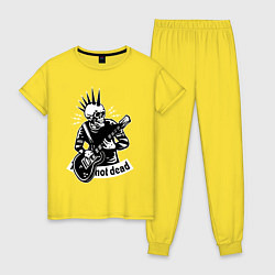 Пижама хлопковая женская Punks not dead - motto, цвет: желтый