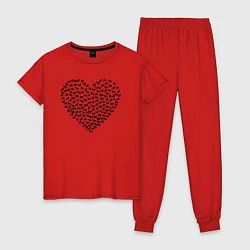 Пижама хлопковая женская Собаковое сердце, цвет: красный
