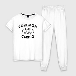 Пижама хлопковая женская Pokemon go is my Cardio, цвет: белый