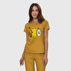 Пижама хлопковая женская Pika Pika Okay, цвет: горчичный — фото 2