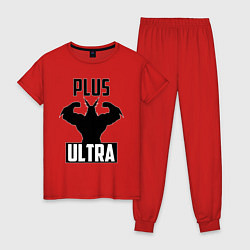Пижама хлопковая женская PLUS ULTRA черный, цвет: красный