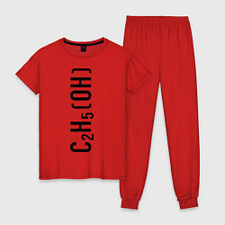 Пижама хлопковая женская C2H5OH цвета красный — фото 1