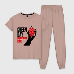 Пижама хлопковая женская Green Day: American idiot, цвет: пыльно-розовый
