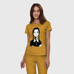 Пижама хлопковая женская Wednesday Addams, цвет: горчичный — фото 2