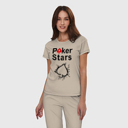 Пижама хлопковая женская Poker Stars, цвет: миндальный — фото 2