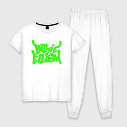 Пижама хлопковая женская BILLIE EILISH: Street Art, цвет: белый