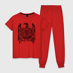 Пижама хлопковая женская Slayer логотип, цвет: красный