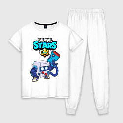 Пижама хлопковая женская BRAWL STARS 8-BIT, цвет: белый