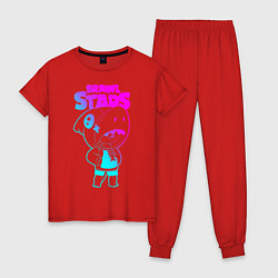 Пижама хлопковая женская Brawl Stars LEON, цвет: красный