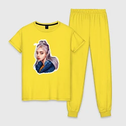 Пижама хлопковая женская Билли Айлиш, цвет: желтый