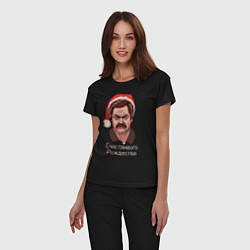 Пижама хлопковая женская Ron Swanson, цвет: черный — фото 2