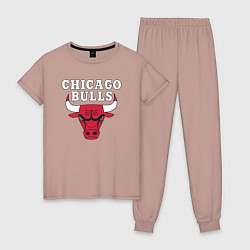 Пижама хлопковая женская CHICAGO BULLS, цвет: пыльно-розовый