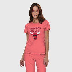 Пижама хлопковая женская CHICAGO BULLS, цвет: коралловый — фото 2