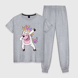 Пижама хлопковая женская Dabbing Unicorn, цвет: меланж