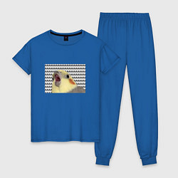 Пижама хлопковая женская Орущий попугай, цвет: синий