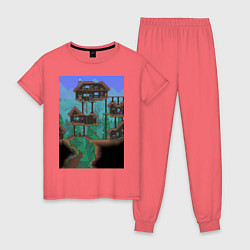 Пижама хлопковая женская Terraria цвета коралловый — фото 1