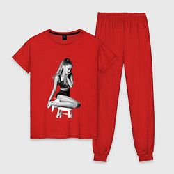Пижама хлопковая женская ARIANA GRANDE, цвет: красный