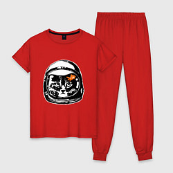 Пижама хлопковая женская Space Cat, цвет: красный