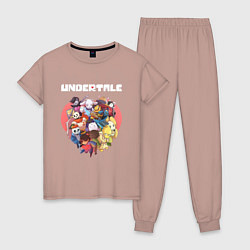 Пижама хлопковая женская UNDERTALE, цвет: пыльно-розовый